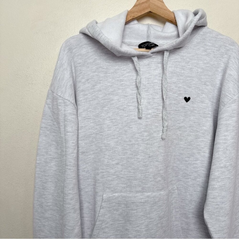 Topshop Womens 10 Embroidered Heart Warm Liner Hoodie - Picture 8 of 16